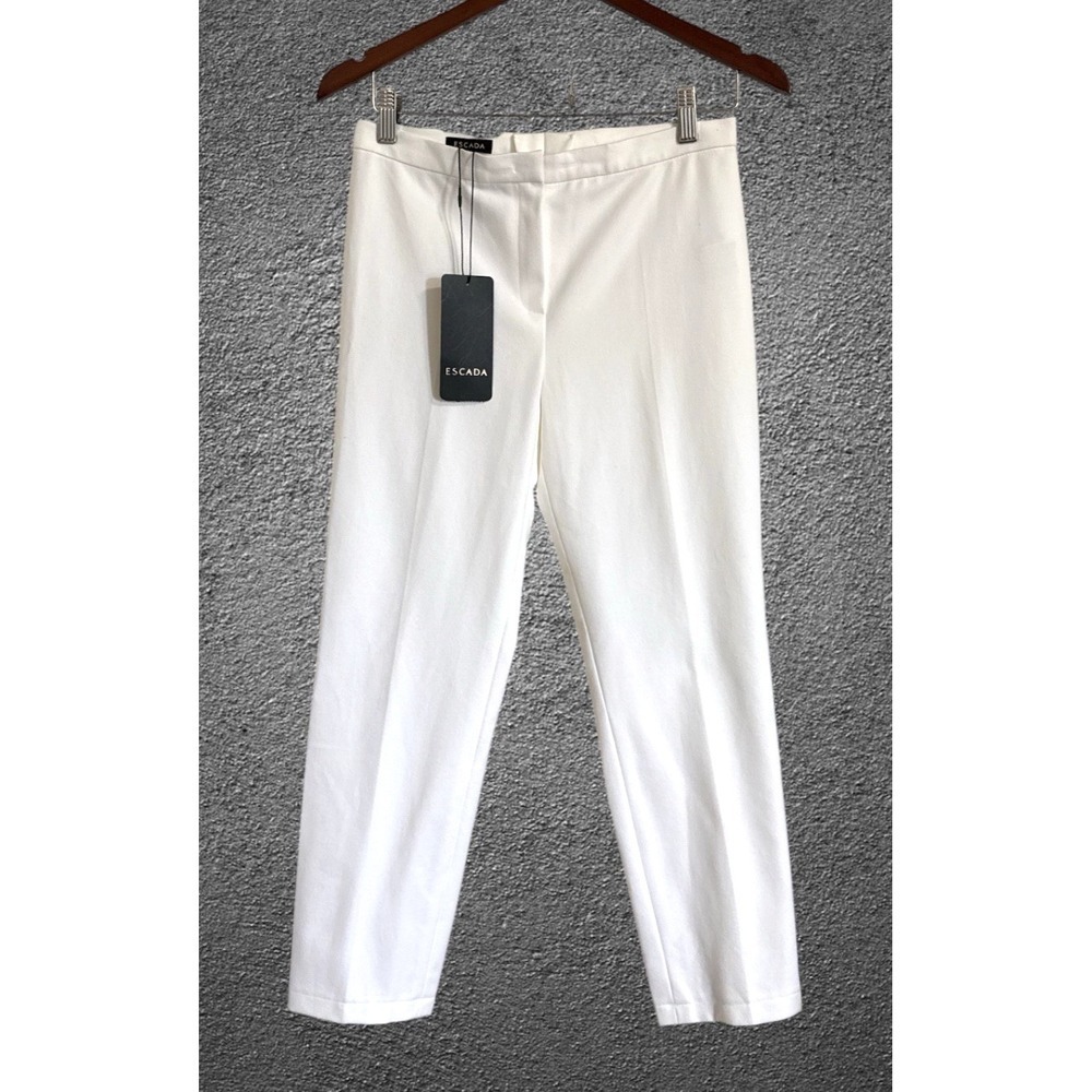 Escada Pants Womens 34/XS Tessika Trousers White Crop Luxe Classic Minimalist